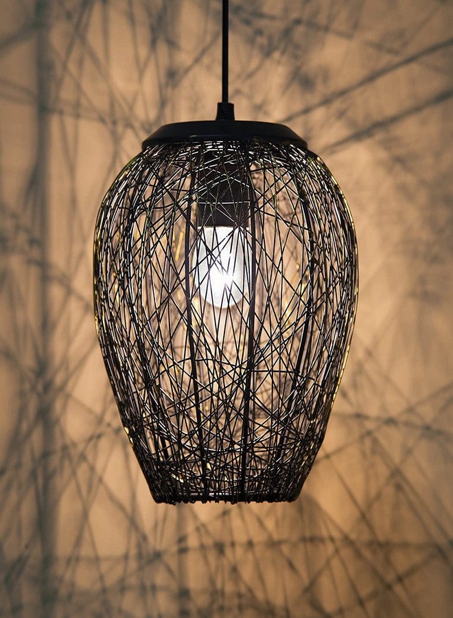 DesiDiya Hanging Light, Home Decor Items Wire Mesh, Ceiling Light, Balcony, Home Decoration Items, Decor Items for Living Room, Balcony Decoration Outdoor (Black)- Pack of 1 - Image 1